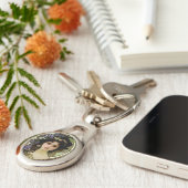 ミュシャエレガントスタイルポートレートの美しい女性 キーホルダー (側面)