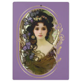 ミュシャエレガントスタイルポートレートの美しい女性 クリップボード (裏面)