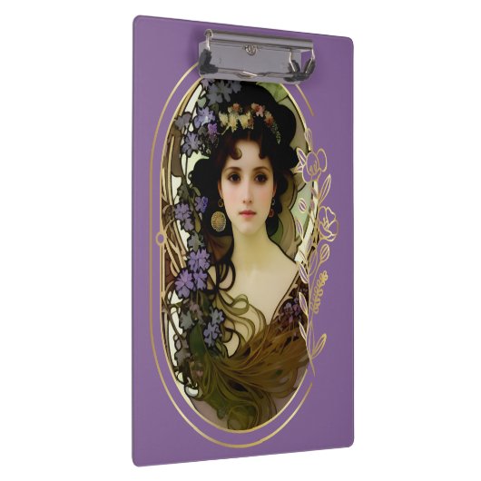 ミュシャエレガントスタイルポートレートの美しい女性 クリップボード (右)