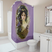 ミュシャエレガントスタイルポートレートの美しい女性 シャワーカーテン (インサイチュ)