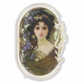 ミュシャエレガントスタイルポートレートの美しい女性 シール (正面)