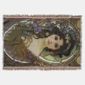 ミュシャエレガントスタイルポートレートの美しい女性 スローブランケット (正面)