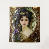 ミュシャエレガントスタイルポートレートの美しい女性 タペストリー (正面)