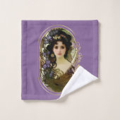 ミュシャエレガントスタイルポートレートの美しい女性 バスタオルセット (ウォッシュタオル)