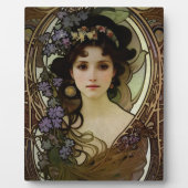 ミュシャエレガントスタイルポートレートの美しい女性 フォトプラーク (正面)