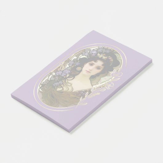 ミュシャエレガントスタイルポートレートの美しい女性 ポストイット (アングル)