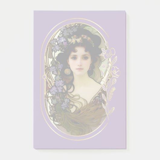 ミュシャエレガントスタイルポートレートの美しい女性 ポストイット (正面)