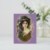 ミュシャエレガントスタイルポートレートの美しい女性 ポストカード (スタンド正面)