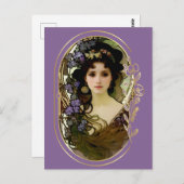 ミュシャエレガントスタイルポートレートの美しい女性 ポストカード (正面/裏面)