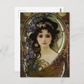 ミュシャエレガントスタイルポートレートの美しい女性 ポストカード (正面/裏面)