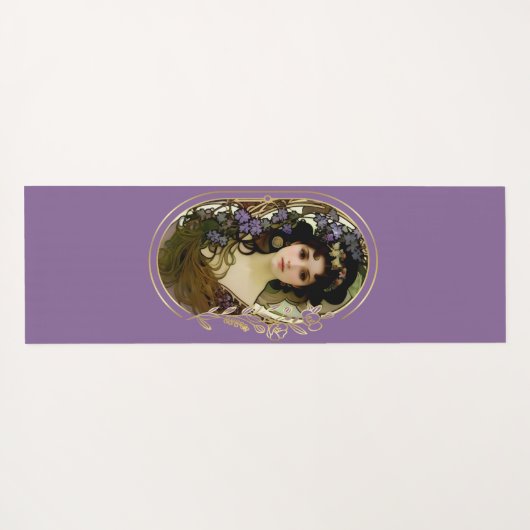 ミュシャエレガントスタイルポートレートの美しい女性 ヨガマット (裏面(横))
