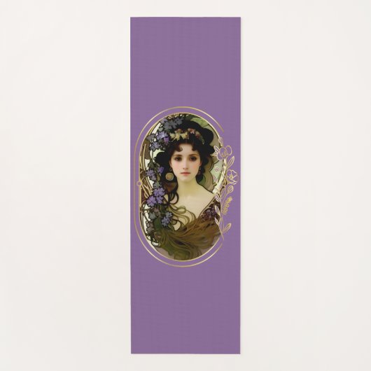 ミュシャエレガントスタイルポートレートの美しい女性 ヨガマット (正面)