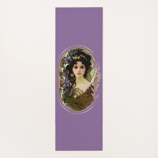 ミュシャエレガントスタイルポートレートの美しい女性 ヨガマット (裏面)