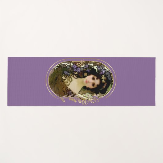 ミュシャエレガントスタイルポートレートの美しい女性 ヨガマット (正面(横))