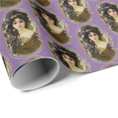 ミュシャエレガントスタイルポートレートの美しい女性 ラッピングペーパー (ロールコーナー)