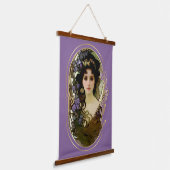 ミュシャエレガントスタイルポートレートの美しい女性 吊り下げ型タペストリー (傾斜あり)