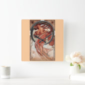 ミュシャダンスアールデコ スクエア壁時計 (ホーム)