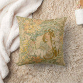 ミュシャライリーフラワーズアールヌーボー クッション (ブランケット)