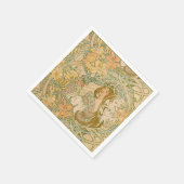 ミュシャライリーフラワーズアールヌーボー スタンダードカクテルナプキン (角)