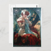 ミュシャレフェヴル – ユーチュルアートデコ女性のレッドドレス ポストカード (正面/裏面)