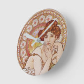 ミュシャヴィンテージトパススト大切ーンズアールヌーボー ラウンド壁時計 (傾斜)