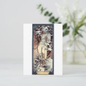 ミュシャ冬アールヌーボーポスター女性snow ポストカード (スタンド正面)