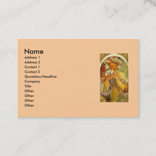 ミュシャ花 名刺 (正面)