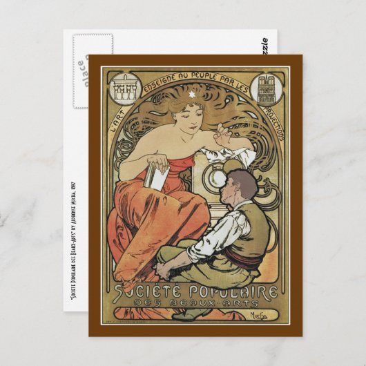 ミュシャ – ソシエテ・ポポポポレア・デ・ボーアーツ ポストカード (正面/裏面)