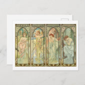 ミュシャ、タイムズ・オブ・ザ・シーズンズ、アールヌーボー ポストカード (正面/裏面)