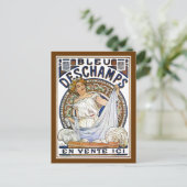 ミュシャ-新しい – 洗濯日?! – ブルー・デシャン ポストカード (スタンド正面)