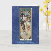 ミュシャ～ "L'Amethiste" 2月バースデーカード カード (黄色い花)