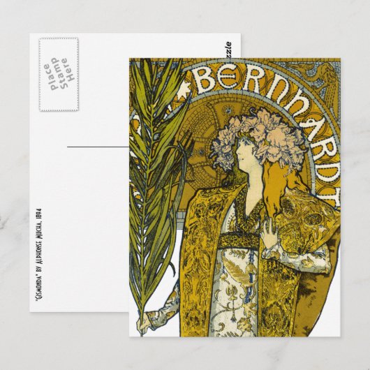 ミュシャ- Sarah Bernhardt - Gismonda ポストカード (正面/裏面)