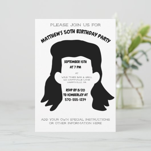 ミュレおもしろいーパーソナライズされたトの髪型バースデーパーティー 招待状 (スタンド正面)