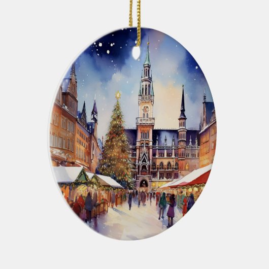 ミュンヘンのクリスマスドイツウォーターカラー セラミックオーナメント (右)