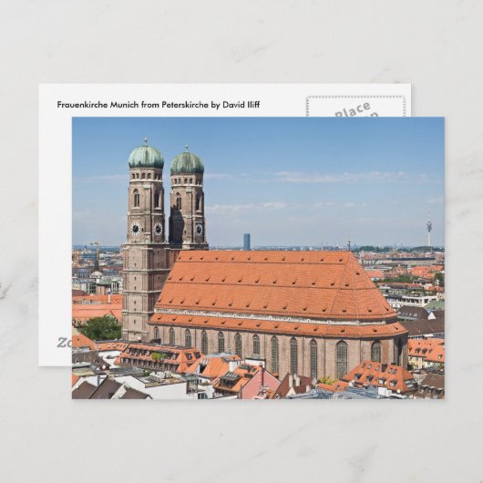 ミュンヘンのペーター教会から見たフラウエン教会 ポストカード (正面/裏面)
