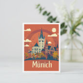 ミュンヘンドイツアートヴィンテージトラベルイラストレーション ポストカード (スタンド正面)