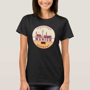 ミュンヘンドイツシティスカイラインエンブレム Tシャツ