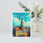 ミュンヘンドイツトラベルアートヴィンテージイラストレーション ポストカード (スタンド正面)