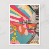 ミュンヘンドイツポップ・アートのアートトラベルイラストレーション ポストカード (正面)