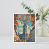 ミュンヘンドイツヴィンテージアートトラベルイラストレーション ポストカード (スタンド正面)