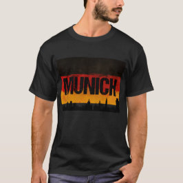 ミュンヘンドイツ都市スカイラインの動揺してな旗 Tシャツ