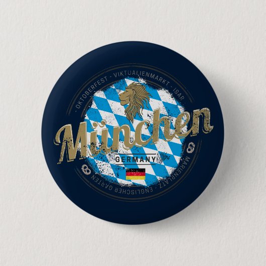 ミュンヘンバイエルンヴィンテージオクトーバーフェストドイツシティ 缶バッジ (正面)