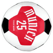 ミュンヘンパーソナライズされたレッドの番号と名前 サッカーボール (回転)