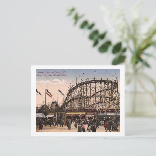 ミュンヘン,ドイツオクトーバーフェストローラーコースターヴィンテージ ポストカード (スタンド正面)