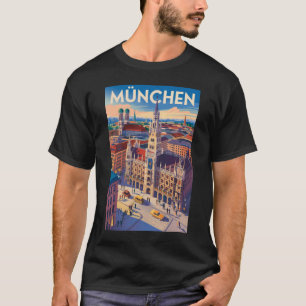 ミュンヘン ドイツ イラスト 旅行 アート ヴィンテージ Tシャツ