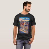 ミュンヘン ドイツ イラスト 旅行 アート ヴィンテージ Tシャツ (正面フル)
