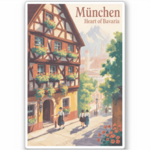 ミュンヘン ドイツ バイエルン州 イラスト 旅行 アート シール