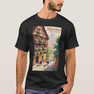 ミュンヘン ドイツ バイエルン州 イラスト 旅行 アート Tシャツ