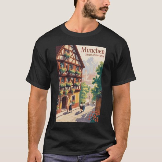 ミュンヘン ドイツ バイエルン州 イラスト 旅行 アート Tシャツ (正面)