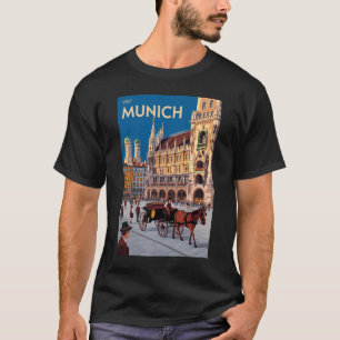 ミュンヘン ドイツ マリエン広場 旅行 アート ヴィンテージ Tシャツ